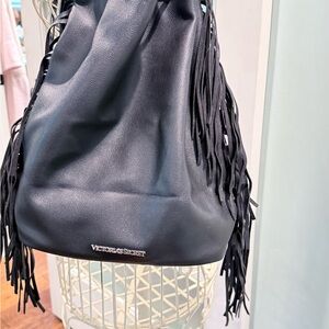 Victoria's Secret Black Fringe Shoulder Bag
